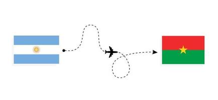 flyg och resor från argentina till burkina faso med passagerarflygplan vektor