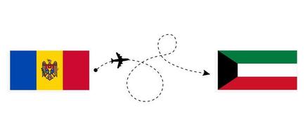 Flug und Reise von Moldawien nach Kuwait mit dem Reisekonzept für Passagierflugzeuge vektor