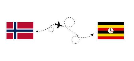 flyg och resor från norge till uganda med passagerarflygplan vektor