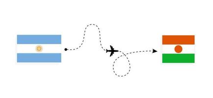 Flug und Reise von Argentinien nach Niger mit dem Reisekonzept für Passagierflugzeuge vektor