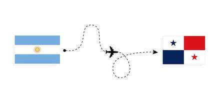 flyg och resor från Argentina till Panama med resekoncept för passagerarflygplan vektor