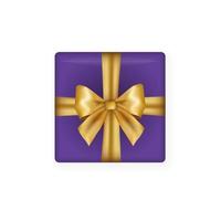 festliches Geburtstags- und Weihnachtsgeschenk violette Schachtel mit goldener Schleife und Schleife vektor