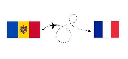 Flug und Reise von Moldawien nach Frankreich mit dem Reisekonzept für Passagierflugzeuge vektor