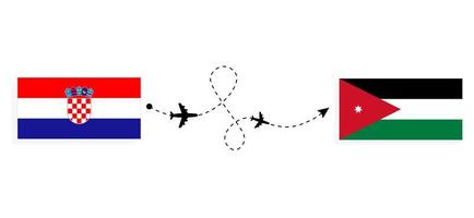 Flug und Reise von Kroatien nach Jordanien mit dem Reisekonzept für Passagierflugzeuge vektor