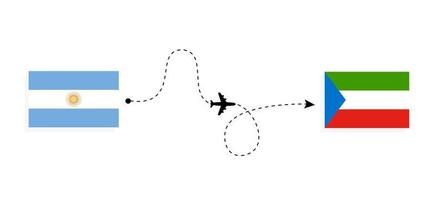 Flug und Reise von Argentinien nach Äquatorialguinea mit dem Reisekonzept des Passagierflugzeugs vektor