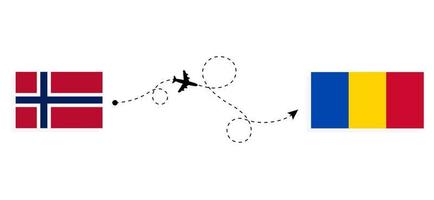 Flug und Reise von Norwegen nach Moldawien mit dem Reisekonzept für Passagierflugzeuge vektor