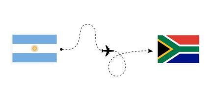 flyg och resor från Argentina till Sydafrika med resekoncept för passagerarflygplan vektor