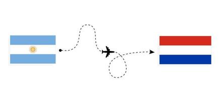 Flug und Reise von Argentinien nach Paraguay mit dem Reisekonzept für Passagierflugzeuge vektor