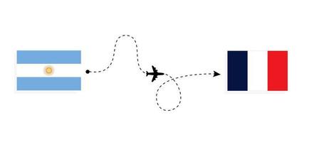 flyg och resor från Argentina till Frankrike med passagerarflygplan vektor