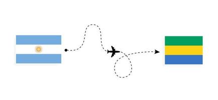 Flug und Reise von Argentinien nach Gabun mit dem Reisekonzept des Passagierflugzeugs vektor