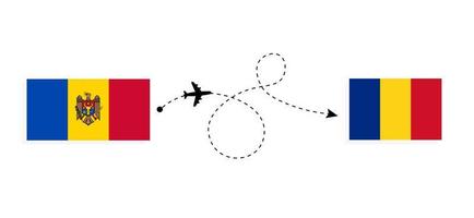 Flug und Reise von Moldawien nach Rumänien mit dem Reisekonzept für Passagierflugzeuge vektor