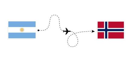 flyg och resor från argentina till norge med passagerarflygplan resekoncept vektor