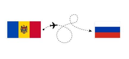 Flug und Reise von Moldawien nach Russland mit dem Reisekonzept des Passagierflugzeugs vektor