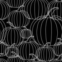 Halloween-Hintergrund - weiße Linie Kürbis auf schwarzem Hintergrund vektor