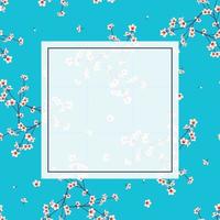 weißes Momo-Pfirsich-Blumenbanner auf indigoblauem Hintergrund vektor