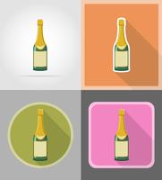 Flasche flache Ikonen des Champagners vector Illustration