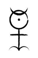 esoterisches Symbol der hieroglyphischen Monade, heilige Geometrie, die Monas-Hieroglyphe, schwarzer Pinselstrich. mystischer Logo-Symbol-Vektor auf weißem Hintergrund isoalted vektor