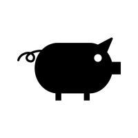 Schweinchen Glyphe schwarze Ikone vektor
