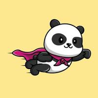 Süßer Panda super fliegende Cartoon-Vektor-Symbol-Illustration. Tiersymbol Konzept isoliert Premium-Vektor. flacher Cartoon-Stil vektor