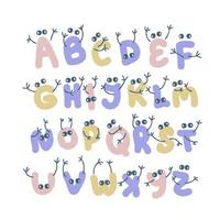 alfabetet bokstäver med händer och ögon doodle samling. vektor