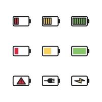 uppsättning ikoner för batteriladdningsnivåindikator. vektor