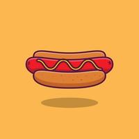 Hot-Dog-Illustration flacher Cartoon-Stil Vektor