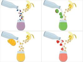 smoothie dryck frukt och bär recept vektorillustration vektor