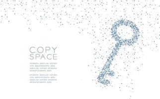 abstrakt geometrisk cirkel prick molekyl partikelmönster nyckelform, vr-teknik säkerhet integritetskoncept design blå färgillustration isolerad på vit bakgrund med kopia utrymme, vektor eps 10