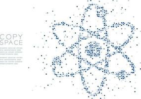 abstrakt geometrisk cirkel prick molekyl partikelmönster atom symbol form, vr teknologi vetenskap koncept design blå färg illustration isolerad på vit bakgrund med kopia utrymme, vektor eps 10