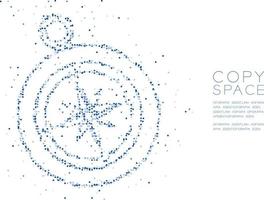abstrakter geometrischer Kreis Punkt Molekül Partikel Muster Kompass Form, vr Technologie Reisekonzept Design blaue Farbe Illustration isoliert auf weißem Hintergrund mit Kopie Raum, Vektor eps 10