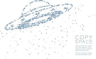 abstrakt geometrisk cirkel prick molekyl partikelmönster ufo utomjordisk rymdskepp form, vr-teknologi rymdutforskning konceptdesign blå färgillustration isolerad på vit bakgrund med kopia utrymme vektor