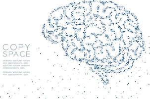 abstrakt geometrisk cirkel prick molekyl partikelmönster hjärna sidovy form, vr-teknologi medicinsk vetenskap konceptdesign blå färgillustration isolerad på vit bakgrund med kopia utrymme, vektor