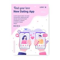 Dating-App für eine Liebesspiel-Banner-Vorlage flaches Design, bearbeitbar mit quadratischem Hintergrund, geeignet für soziale Medien oder Valentinstag-Grußkarten vektor