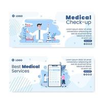 medicinsk kontroll banner mall hälsovård platt design illustration redigerbar av kvadratisk bakgrund för sociala medier, gratulationskort eller webb vektor