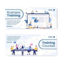 Business-Online-Training, Seminar- oder Kursbanner-Vorlage flache Illustration mit quadratischem Hintergrund für soziale Medien oder Grußkarten vektor