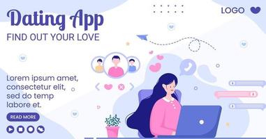 Dating-App für eine Liebesspiel-Postvorlage flaches Design, bearbeitbar mit quadratischem Hintergrund, geeignet für soziale Medien oder Valentinstagskarten vektor