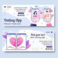 Dating-App für eine Liebesspiel-Banner-Vorlage flaches Design, bearbeitbar mit quadratischem Hintergrund, geeignet für soziale Medien oder Valentinstag-Grußkarten vektor