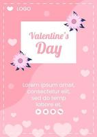 Happy Valentinstag Flyer Vorlage flaches Design Illustration editierbar von quadratischem Hintergrund für Social Media, Liebe Grußkarte oder Banner vektor