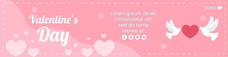 Happy Valentinstag Banner Vorlage flaches Design Illustration editierbar von quadratischem Hintergrund für Social Media, Liebesgrußkarte oder Web vektor