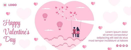 Happy Valentinstag Cover Vorlage flaches Design Illustration editierbar von quadratischem Hintergrund für Social Media, Liebesgrußkarte oder Banner vektor