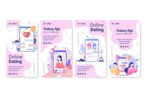 Dating-App für eine Liebesspiel-Geschichten-Vorlage flaches Design, bearbeitbar mit quadratischem Hintergrund, geeignet für soziale Medien oder Valentinstag-Grußkarten vektor