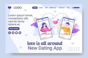 Dating-App für eine Liebesspiel-Landing-Page-Vorlage flaches Design, bearbeitbar mit quadratischem Hintergrund, geeignet für soziale Medien oder Valentinstag-Grußkarten vektor