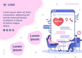 dejtingapp för en kärleksmatch broschyrmall platt designillustration redigerbar av kvadratisk bakgrund lämplig för sociala medier eller alla hjärtans hälsningskort vektor