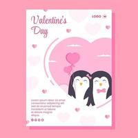 Happy Valentinstag Poster Vorlage flache Design Illustration editierbar von quadratischem Hintergrund für Social Media, Liebe Grußkarte oder Banner vektor