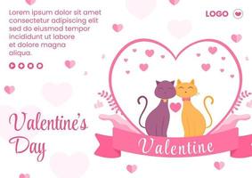 Happy Valentine's Day Broschüre Vorlage flaches Design Illustration editierbar von quadratischem Hintergrund für Social Media, Liebesgrußkarte oder Banner vektor