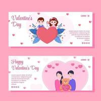 Happy Valentinstag Banner Vorlage flaches Design Illustration editierbar von quadratischem Hintergrund für Social Media, Liebesgrußkarte oder Web vektor