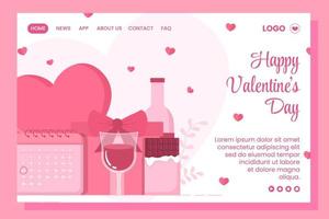 Happy Valentinstag Landing Page Template flaches Design Illustration editierbar von quadratischem Hintergrund für Social Media, Liebesgrußkarte oder Banner vektor