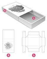 Schiebebox mit Schablonenrose auf Deckel Stanzschablone vektor