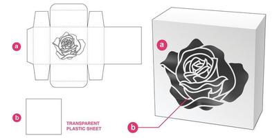 Schachtel mit Rosenschablone und Stanzschablone aus Plastikfolie vektor