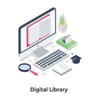 koncept för digitalt bibliotek vektor